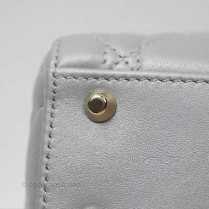 Christian Dior Mini Lady Dior Opaline Gray Pearlescent Cannage Lambskin