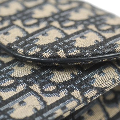 Christian Dior Saddle Chain Pouch Navy Oblique Jacquard