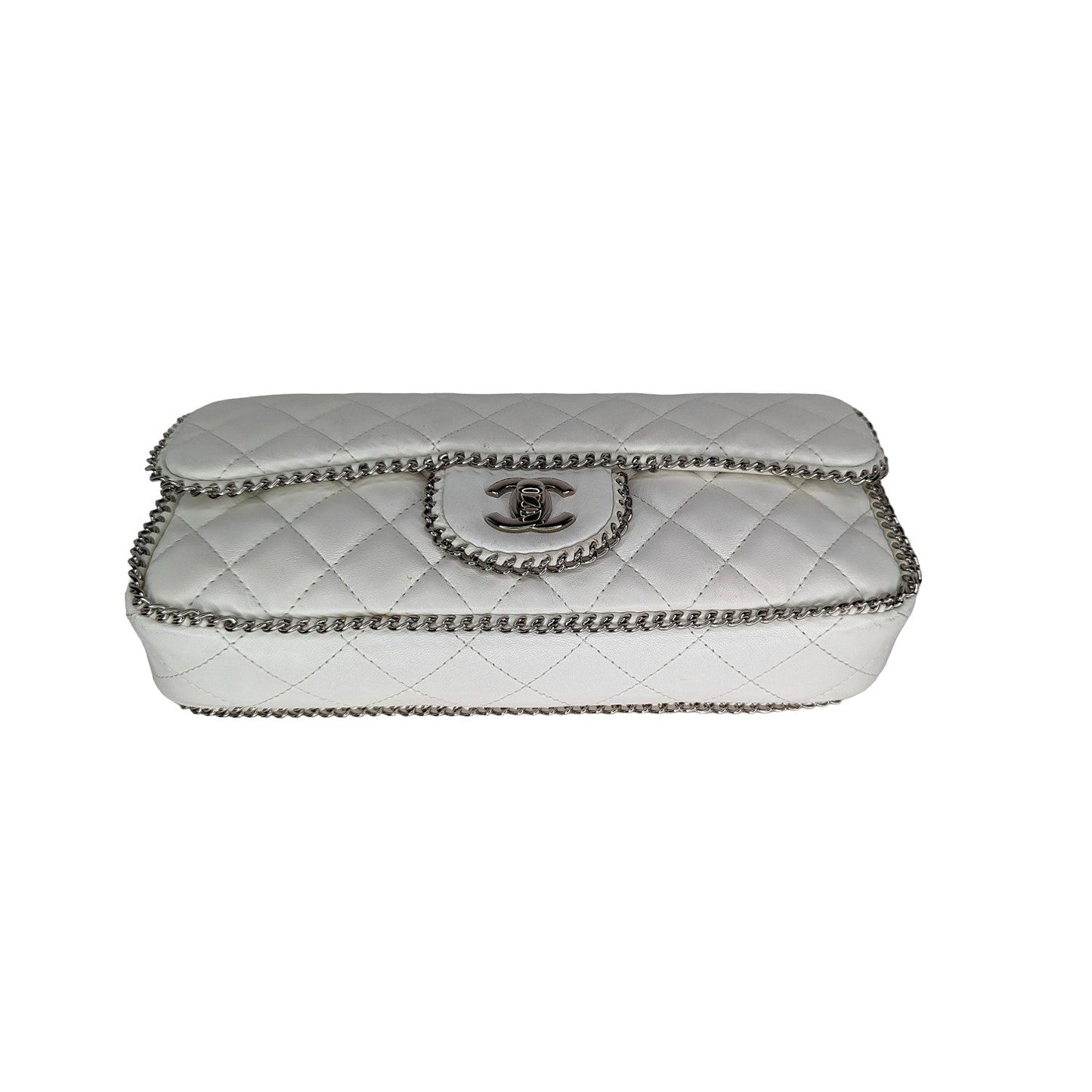 Chanel White Quilted Madison East-West Chain Flap