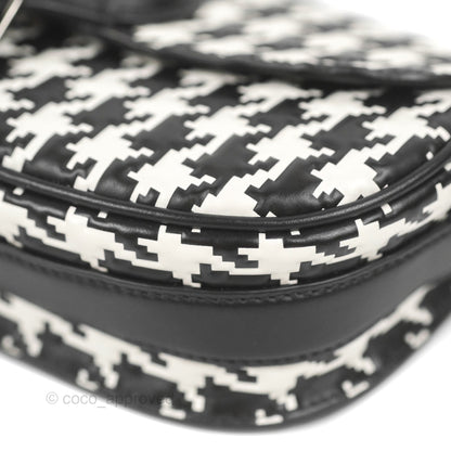 Christian Dior Bobby East-West Bag Black And White Houndstooth Embossed Calfskin
