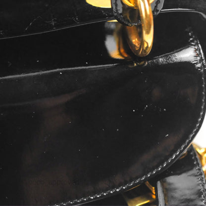 Dior Mini Lady Dior Cannage Black Suede Patent Gold Hardware