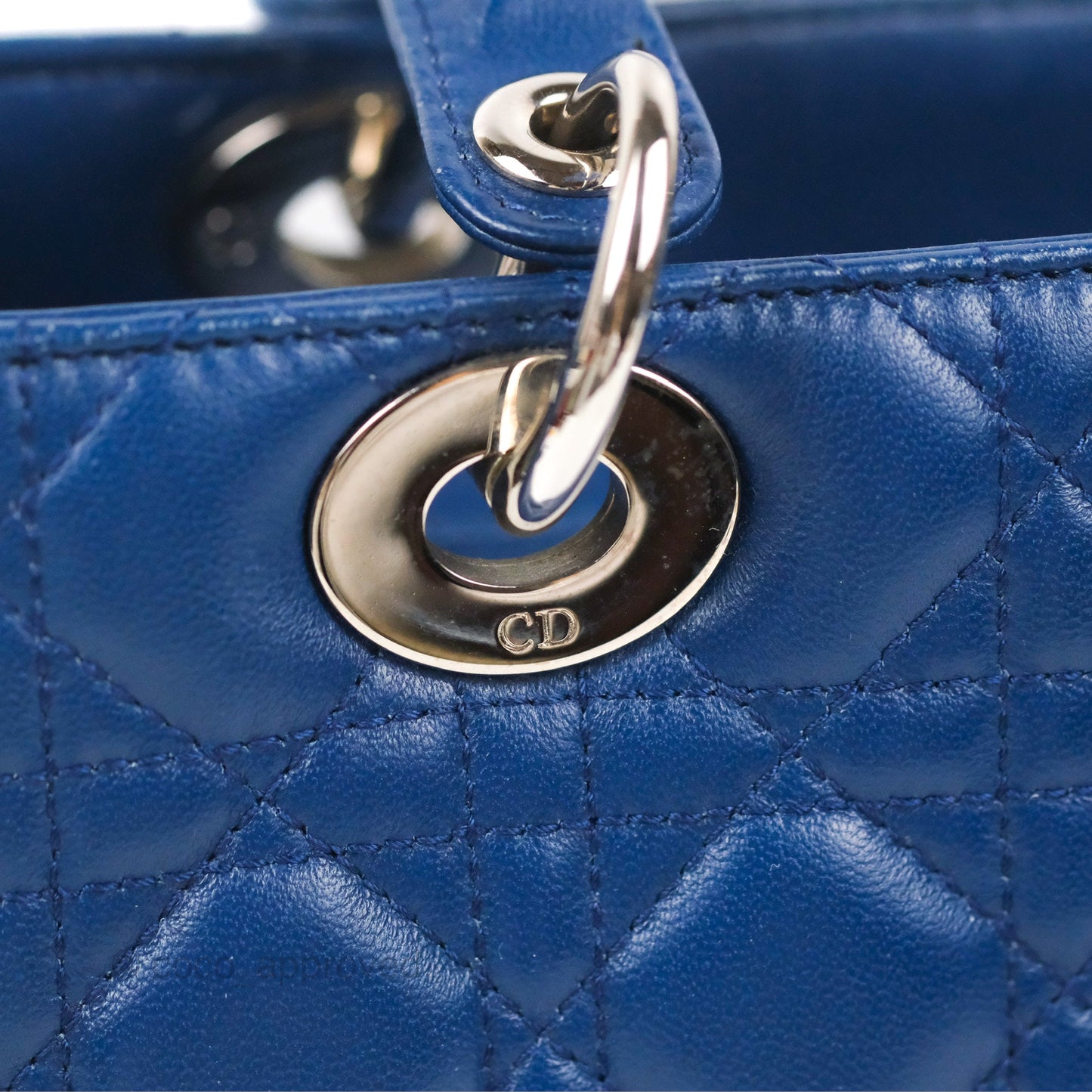 Christian Dior Medium Lady Dior Cannage Dark Blue Lambskin Silver Hardware