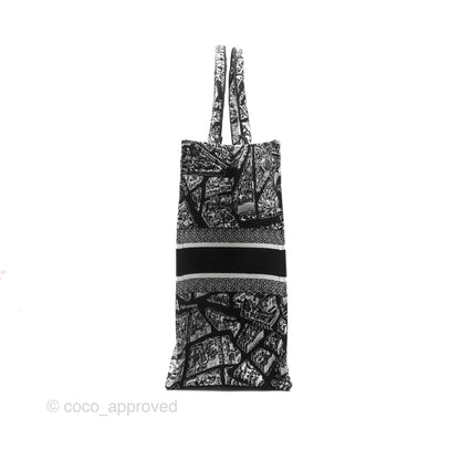 Christian Dior Large Dior Black and White Plan de Paris Embroidery Book Tote