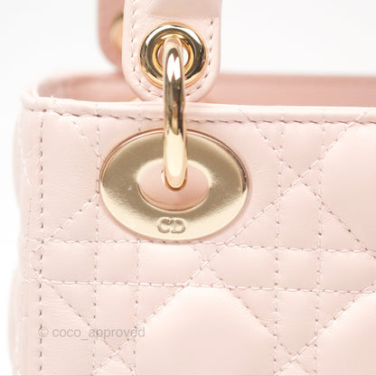 Christian Dior Mini Lady Dior Pink Lambskin Gold Hardware