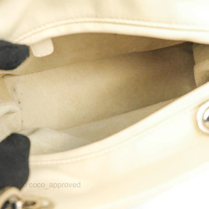 Christian Dior Lady Dior White Studded Light Beige Silver Hardware