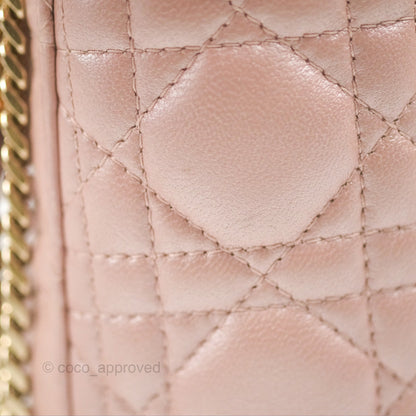 Christian Dior Mini Lady Dior Iridescent Light Pink Cannage Gold Hardware