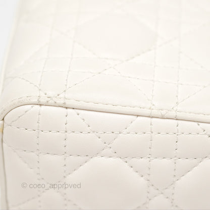 Christian Dior Cannage Mini Lady Dior White Gold Hardware