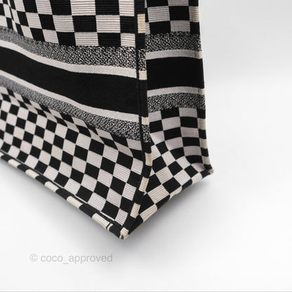 Christian Dior Large Book Tote Checkered Black/ White Canvas