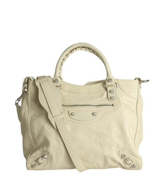 Balenciaga 282010 Arena Giant Velo Beige Leather 2- Way Shoulder Bag
