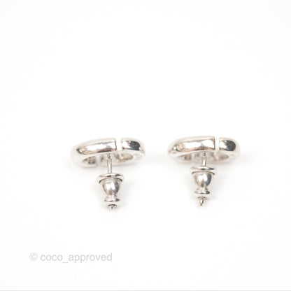Christian Dior CD Earrings Silver Tone