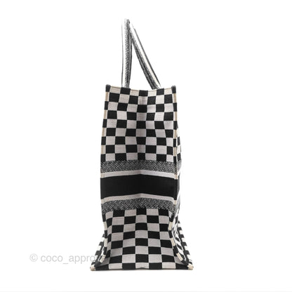 Christian Dior Large Book Tote Checkered Black/ White Canvas