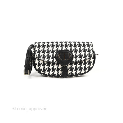 Christian Dior Bobby East-West Bag Black And White Houndstooth Embossed Calfskin