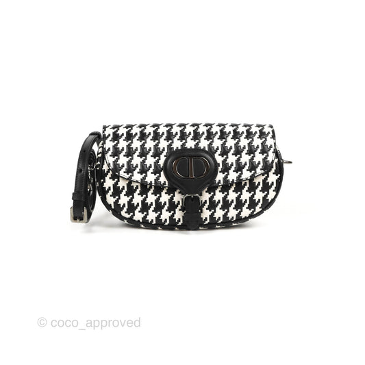Christian Dior Bobby East-West Bag Black And White Houndstooth Embossed Calfskin