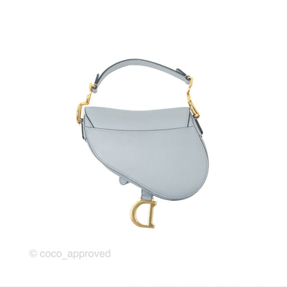 Christian Dior Mini Saddle Bag Cloud Blue Grained Calfskin Gold Hardware