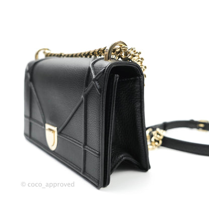 Christian Dior Small Diorama Calfskin Flap Bag Black Gold Hardware