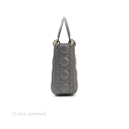 Christian Dior Lambskin My ABCDior Lady Dior Grey Gold Hardware