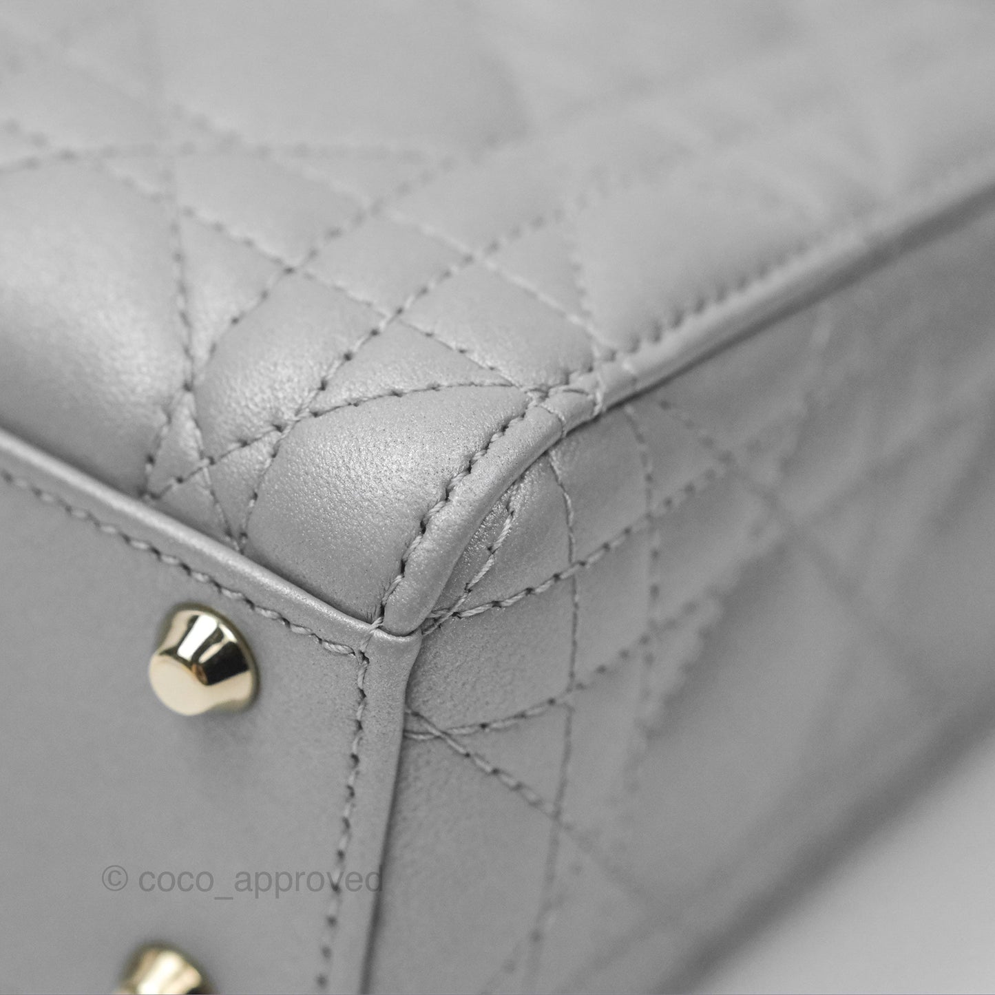 Christian Dior Mini Lady Dior Opaline Gray Pearlescent Cannage Lambskin