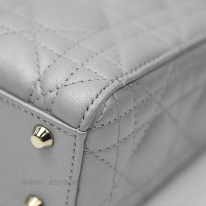 Christian Dior Mini Lady Dior Opaline Gray Pearlescent Cannage Lambskin