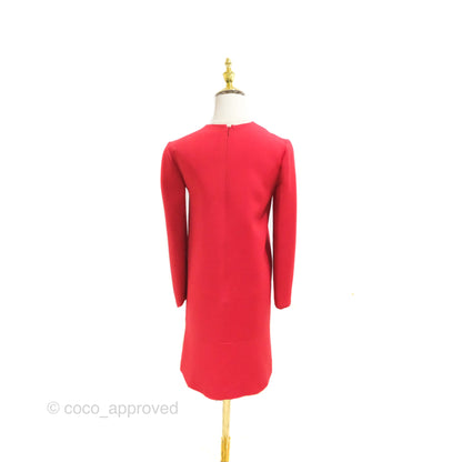 Christian Dior Red Wool Silk Dress Size 34