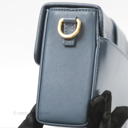 Christian Dior 30 Montaigne Box Bag Blue Calfskin