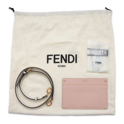 FENDI Peekaboo ISeeU Antonio Lopez White/Brown/Beige 8BN321 Leather suede Size Medium