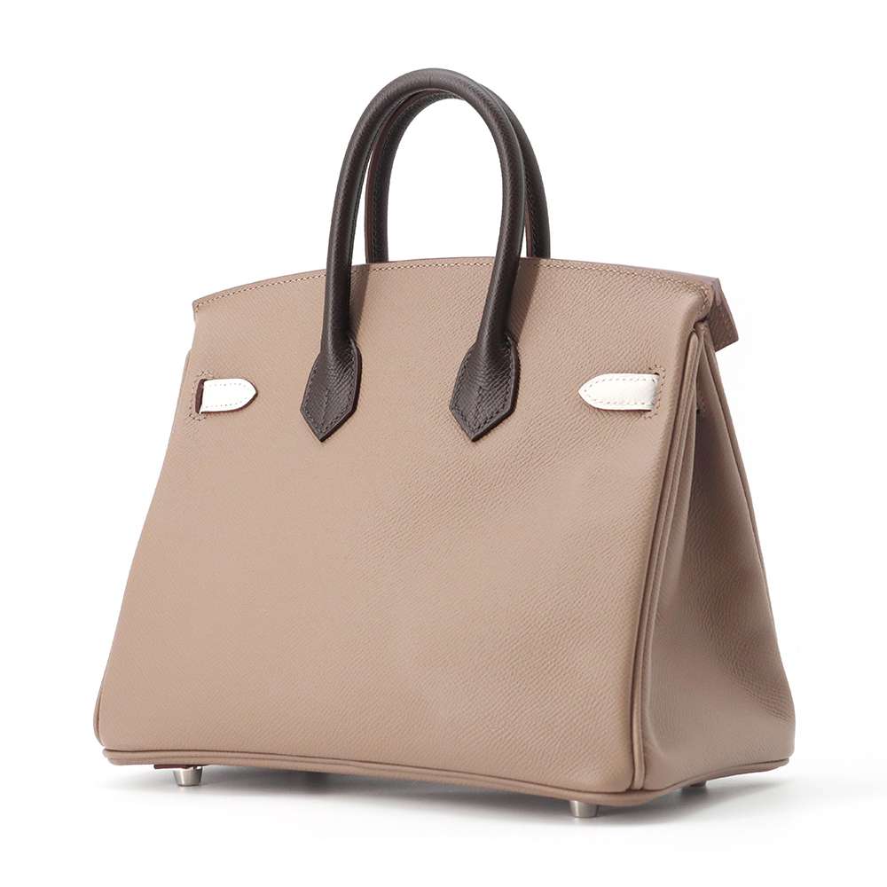 HERMES Birkin tricolor Etoupe/Grease Pail/Ebene Epsom Size 25