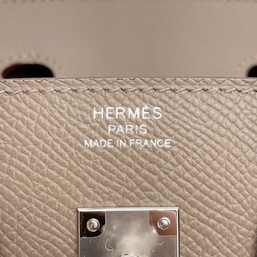 HERMES Birkin tricolor Etoupe/Grease Pail/Ebene Epsom Size 25