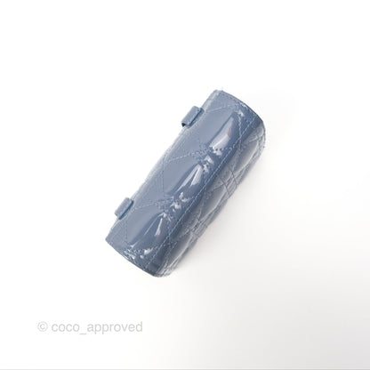 Christian Dior Nano Lady Dior Pouch Cloud Blue Cannage Patent