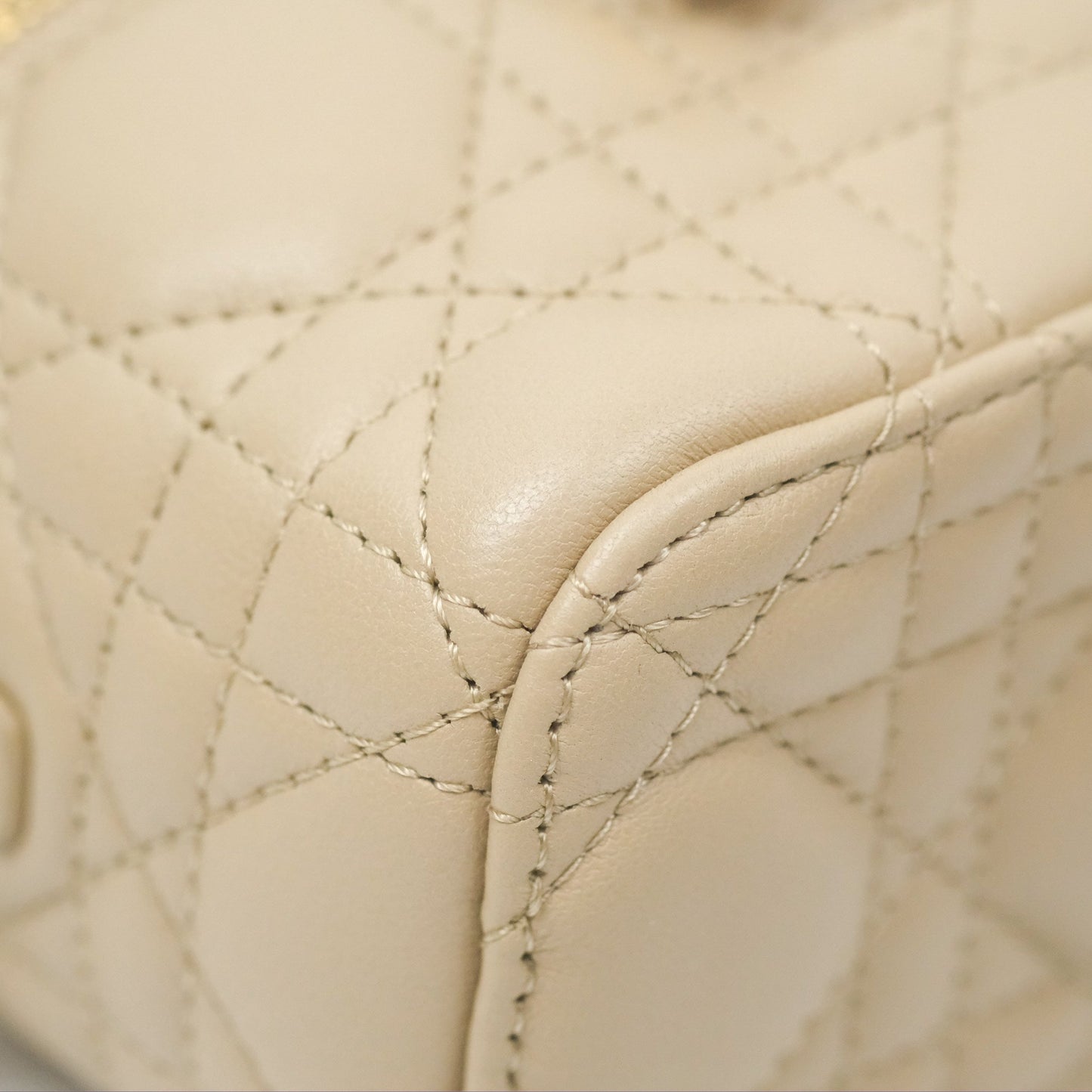 Christian Dior Micro Lady Dior Vanity Case Beige Cannage Lambskin