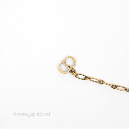 Christian Dior Grosgrain Ribbon Astrology Choker Aged Gold Hardware