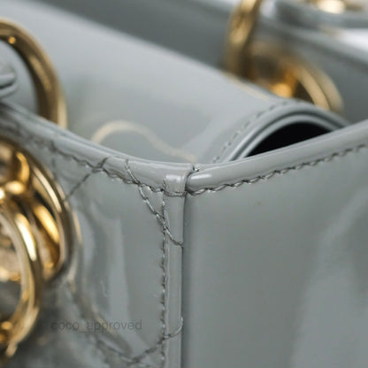 Christian Dior Lady Dior Grey Patent Gold Hardware