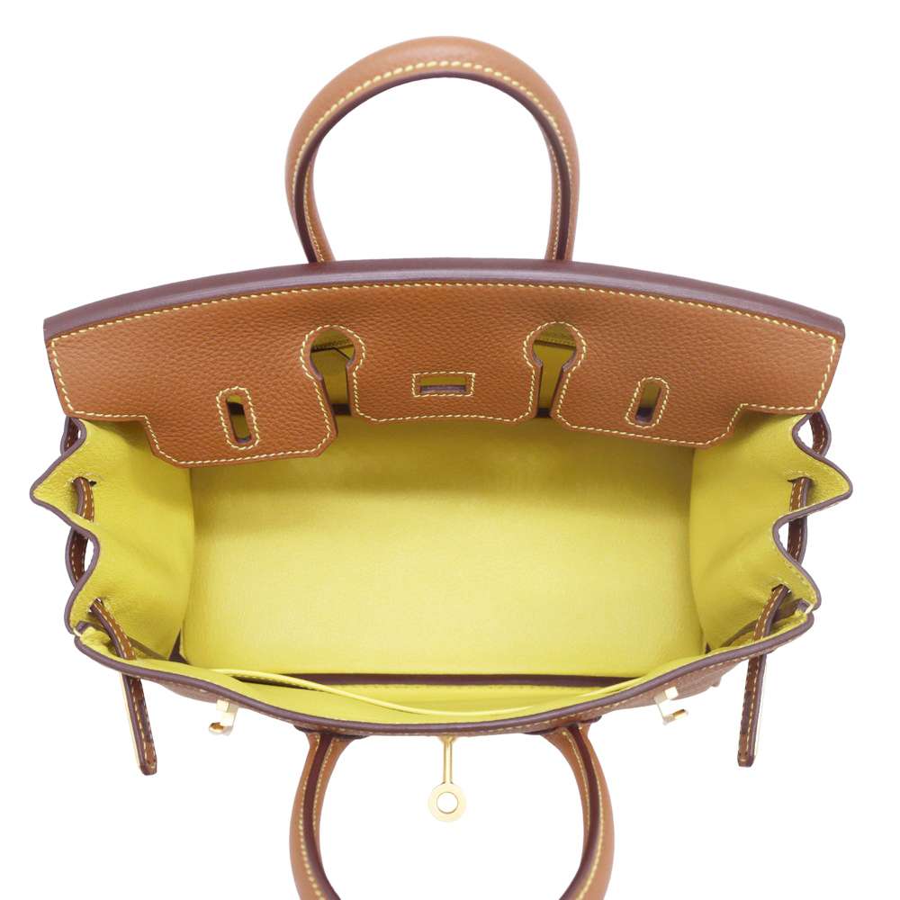HERMES Birkin SPO Gold/Lime Togo Leather Size 25