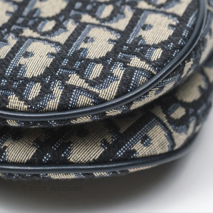 Christian Dior Mini Saddle Bag Blue Oblique Jacquard Gold Hardware