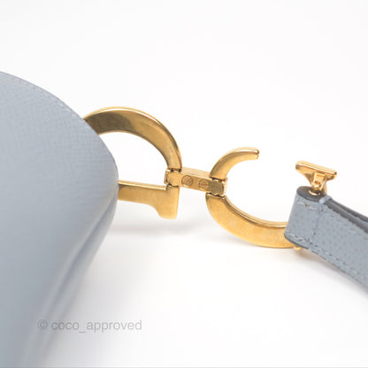Christian Dior Mini Saddle Bag Cloud Blue Grained Calfskin Gold Hardware