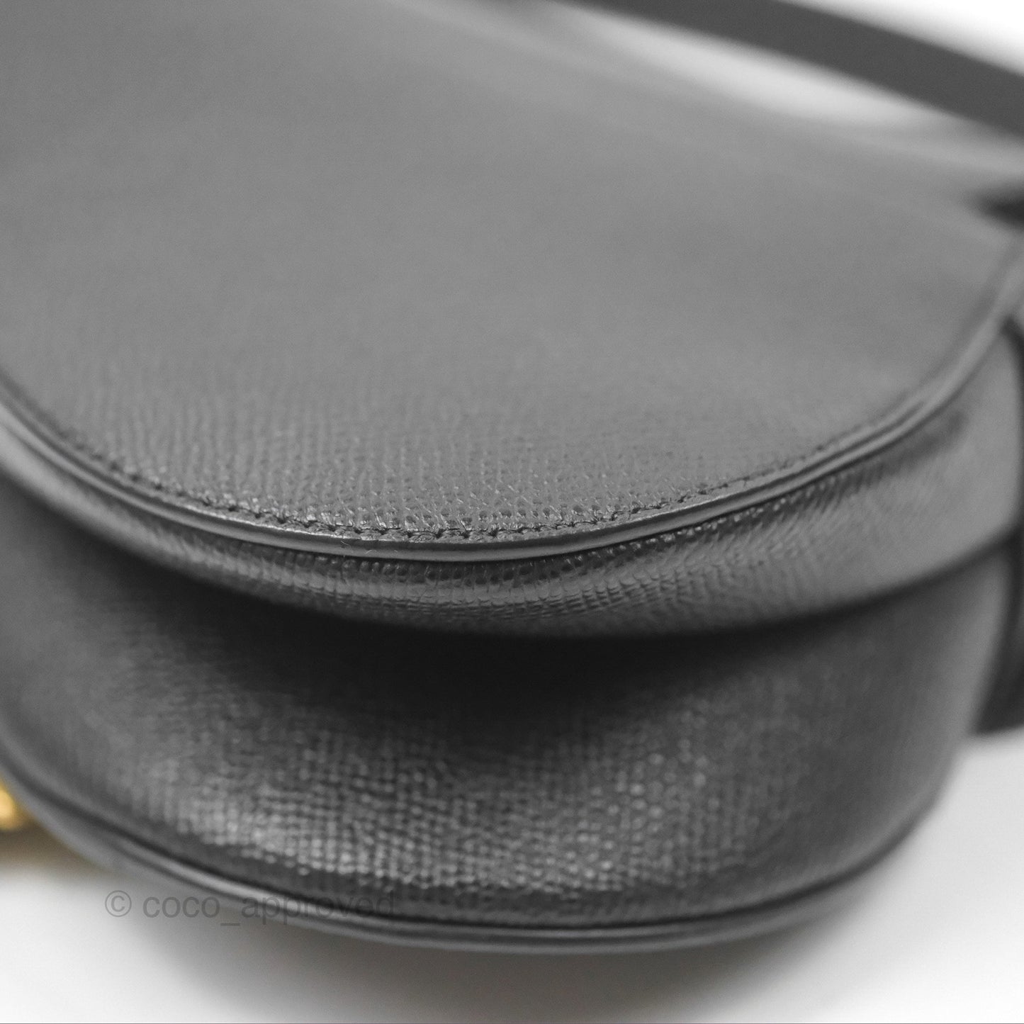 Christian Dior Mini Saddle Bag Black Grained Calfskin Gold Hardware