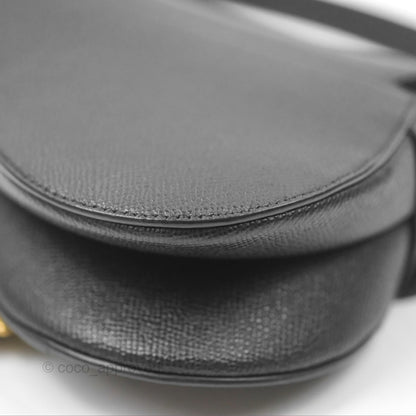 Christian Dior Mini Saddle Bag Black Grained Calfskin Gold Hardware
