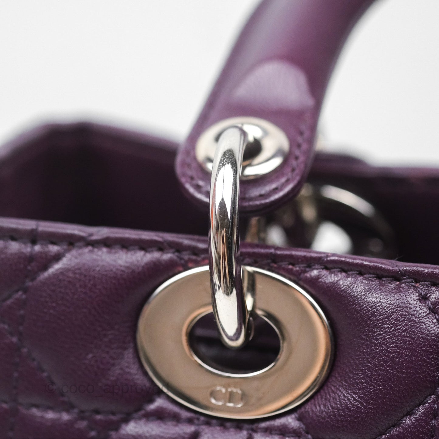 Christian Dior Medium Lady Dior Dark Purple Lambskin Silver Hardware