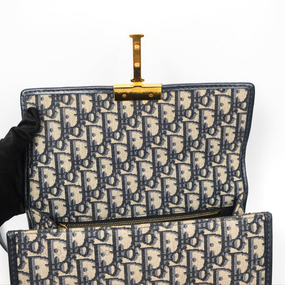 Christian Dior 30 Montaigne with Chain Blue Dior Oblique Jacquard