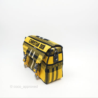 Christian Dior Small Diorcamp Bag Yellow Black Checkered Embroidery