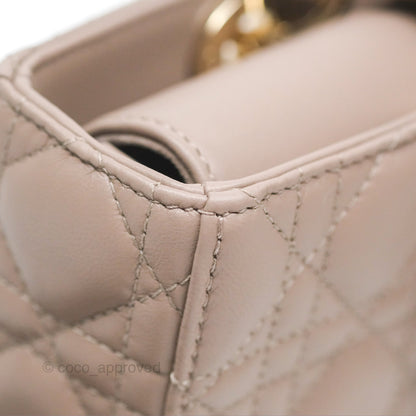 Christian Dior Medium Lady D-Joy Bag Warm Taupe Lambskin Gold Hardware