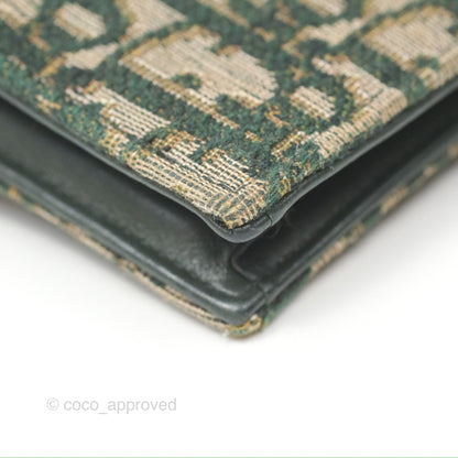 Christian Dior Saddle Flap Card Holder Green Dior Oblique Jacquard