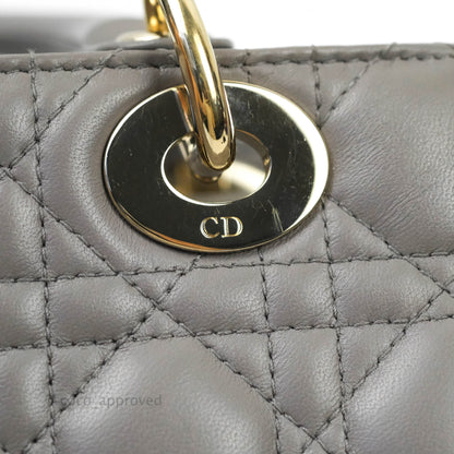 Christian Dior Lambskin My ABCDior Lady Dior Grey Gold Hardware