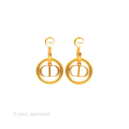 Dior 30 Montaigne Pearl Drop Earrings Gold Tone