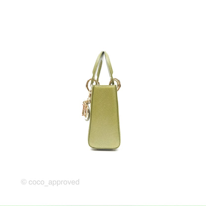 Dior Mini Lady Dior Green Metallic Lizard Gold Hardware