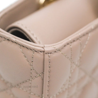 Christian Dior Medium Lady D-Joy Bag Warm Taupe Lambskin Gold Hardware