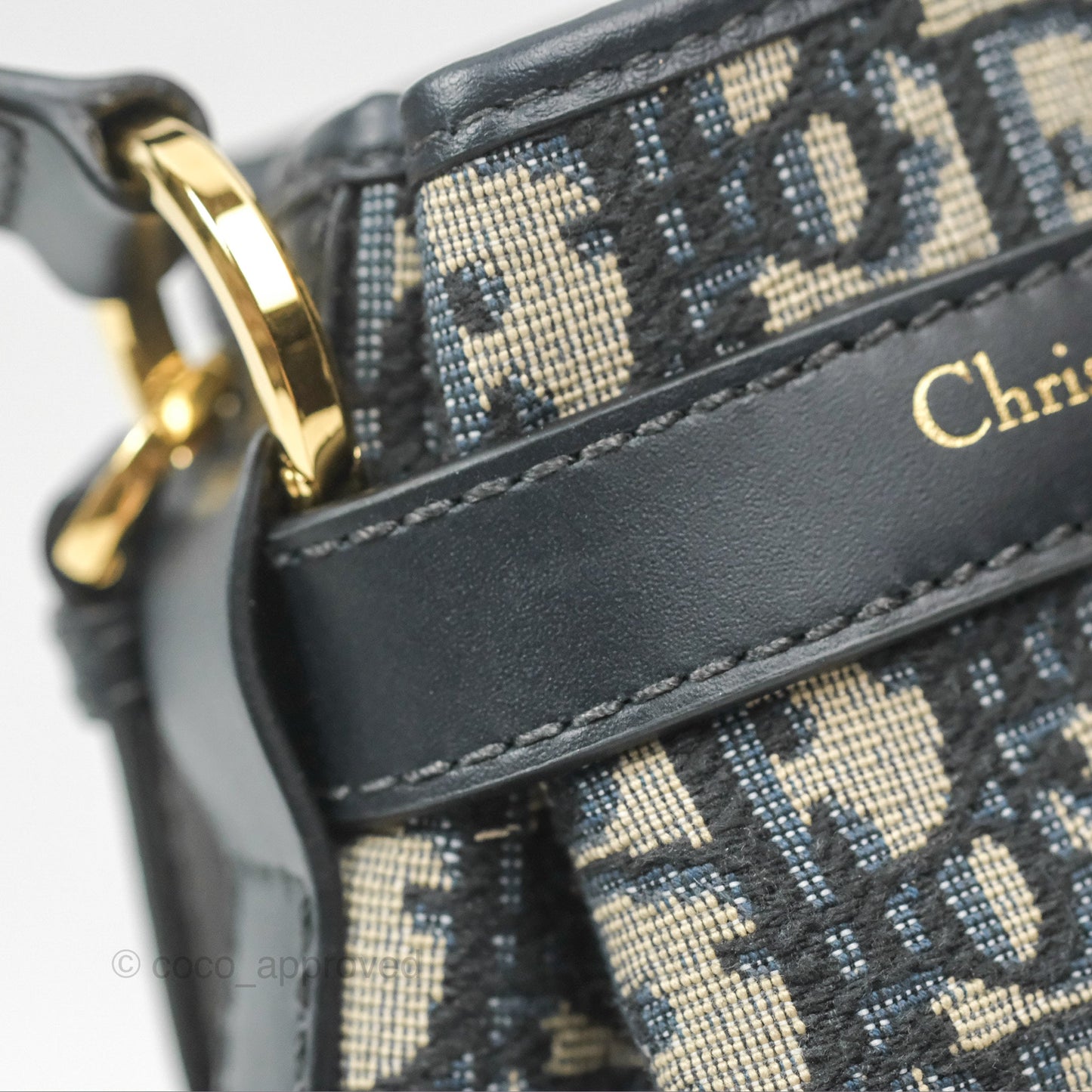 Christian Dior Oblique Calfskin C'est Dior Cannage Bucket Bag Blue Small