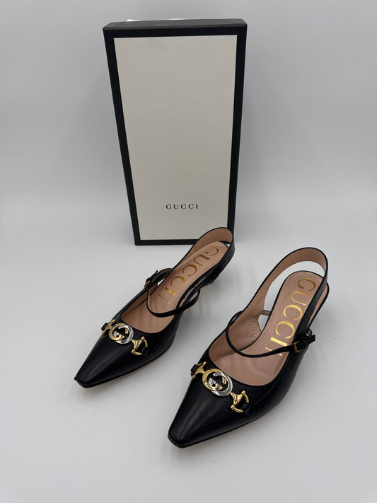 Shoes Luxury Designer By Gucci In Black, Size:8.5