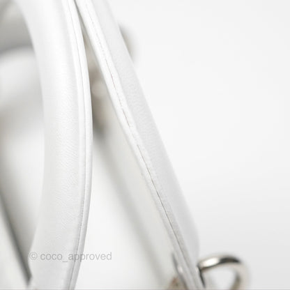 Christian Dior Cannage Mini Lady Dior White Silver Hardware