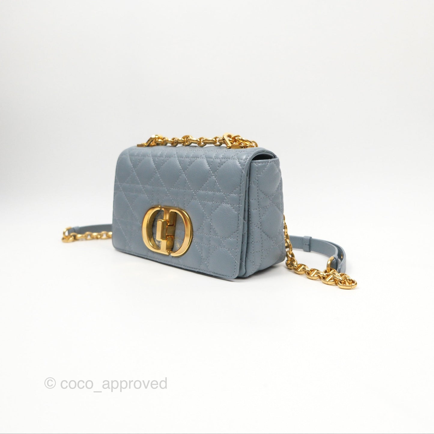 Dior Small Caro Bag Blue Supple Cannage Calfskin