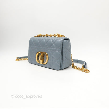 Dior Small Caro Bag Blue Supple Cannage Calfskin